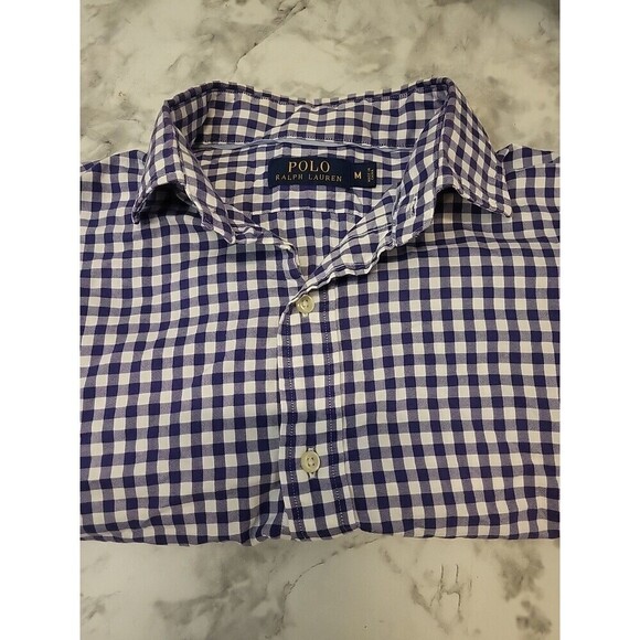 Polo Ralph Lauren Shirt Mens Medium Purple Gingham Plaid Long Sleeve Button Down - Picture 4 of 5